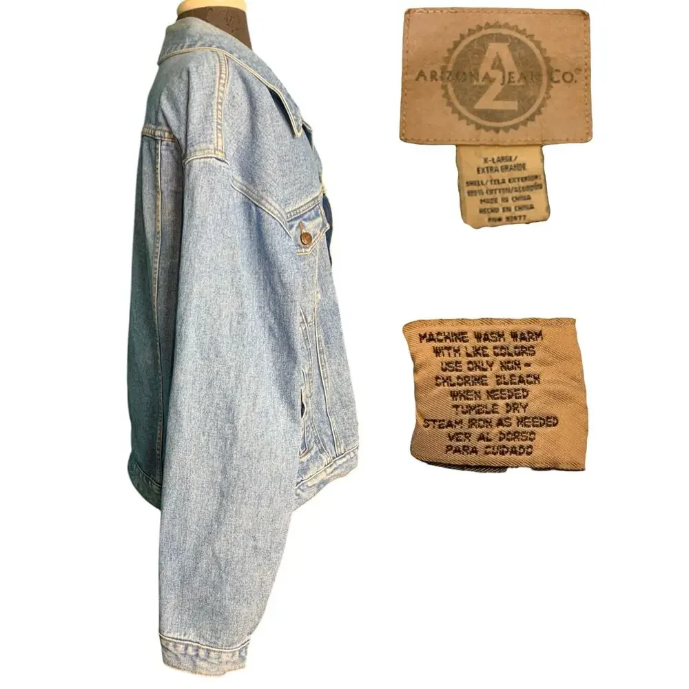 Vintage Arizona Jean Co Blue Jean Denim‎ Trucker Jacket Stonewash Mens Size XLg - Picture 3 of 10